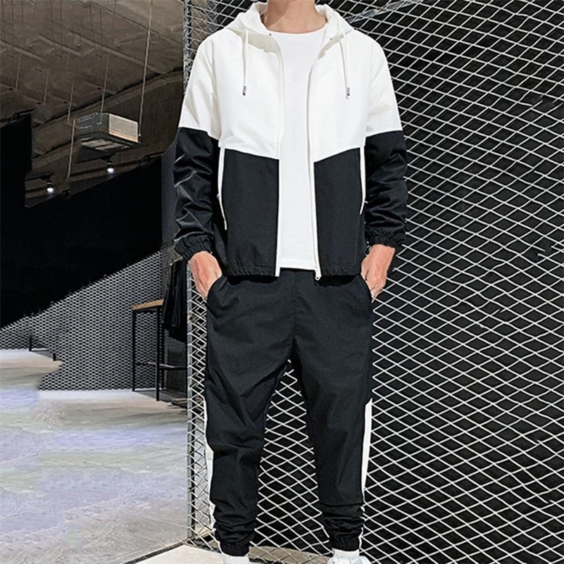 2pcsSet Mens Sets Zipper Hooded Cardigan Coat Long Pants Two-piece Set Men Tracksuits conjuntos masculinos 240819