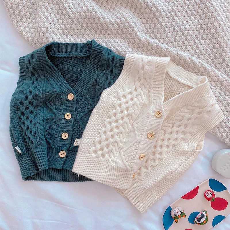 Baby Girls Boys Vest Sweater Cardigan Coat Spring Autumn Childrens Clothing Korean Kids Sleeveless Diamond Knitted Sweater VestXJ240819