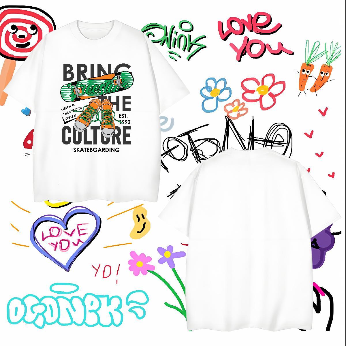 Cool letter T shirt Home Outdoor Men Tshirts 230g 100% Cotton Fashion New O Neck Short Sleeves Anime Tops
