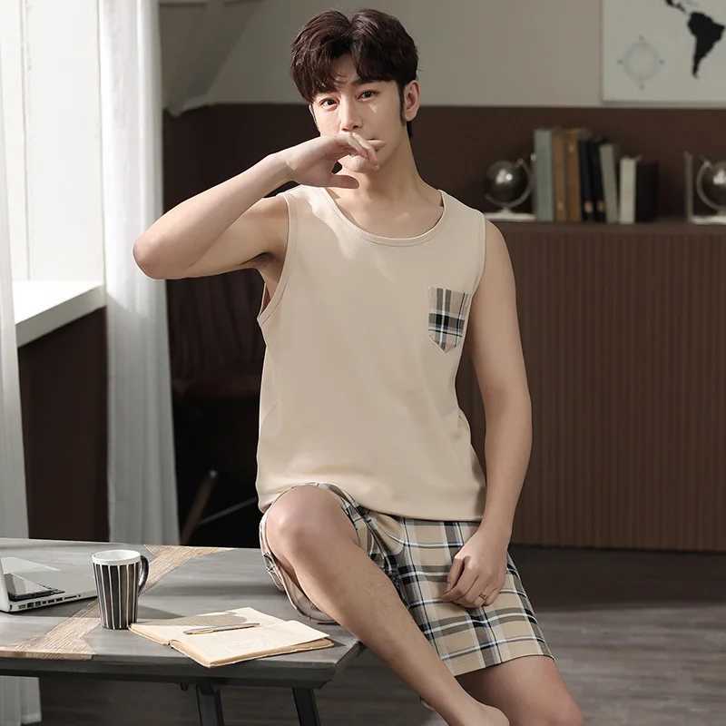 L-4XL Mens Molded Cool Pajama Set Summer Round Neck Shorts Molded Pajamas Fashion Gentlemens Pajamas Elegant PajamasW240719