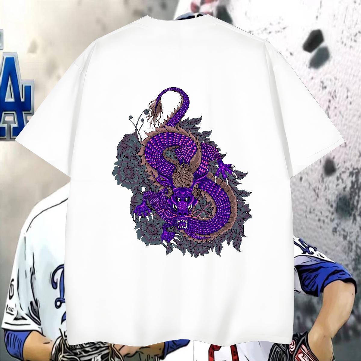 T Shirt For Man 230g Cotton dragon Daily Wear Crew Neck Custom Printed Mens Tshirts DIY Customized Loose Fit Tee Shirt