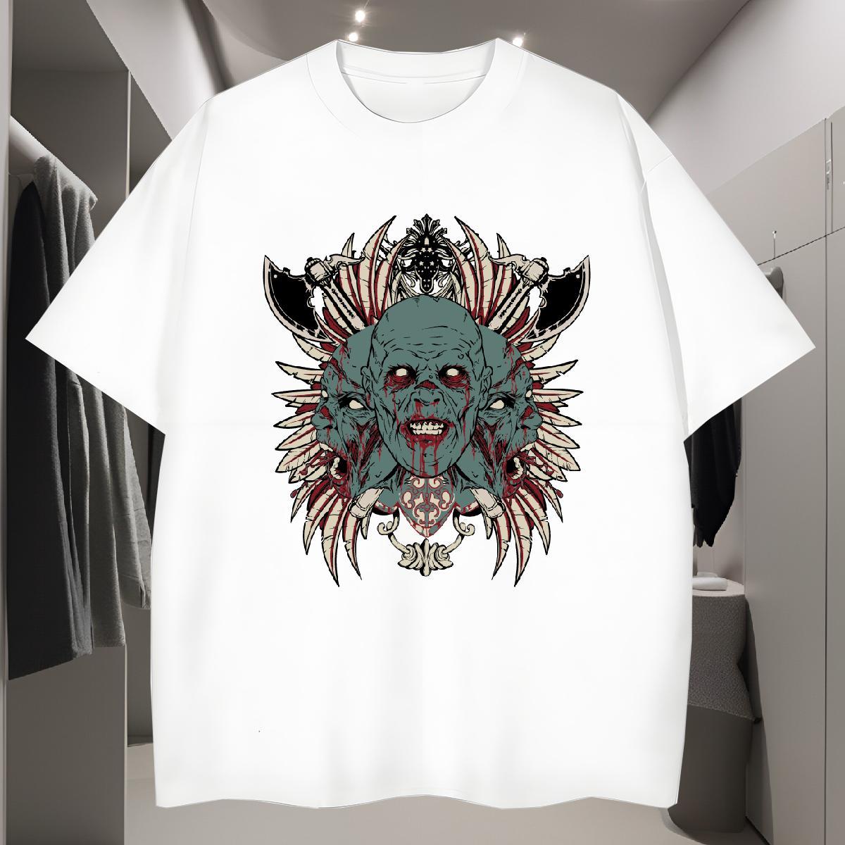 Man T Shirts 230g 100% Cotton demon Street Wear O Neck Short Sleeves DIY Men Tees Casual New Comfortable Tops Tees