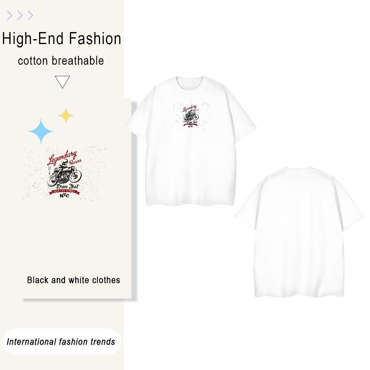 Loose Motorcycle 230g Cotton Men Tshirts Beach Short Sleeve Soft T Shirt For Man Fashion Designer Plus Size Cartoon Clothes