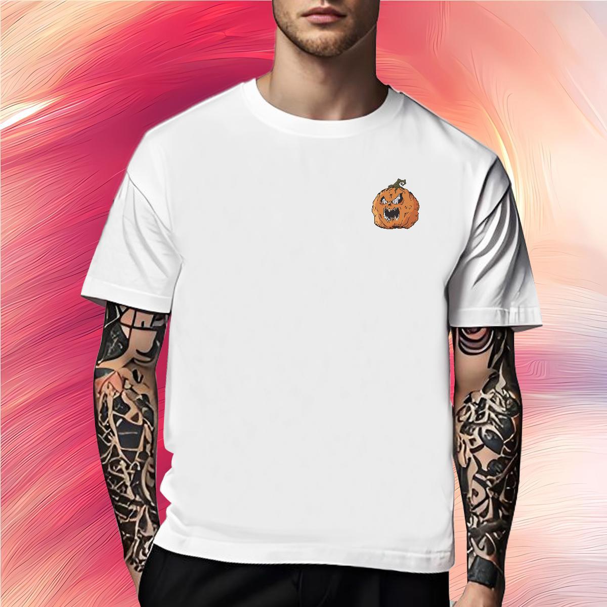 Classic Tshirts pumpkin Casual 230g Cotton Tees O-Neck Short Sleeve Soft T-Shirts for Men Cartoon Print