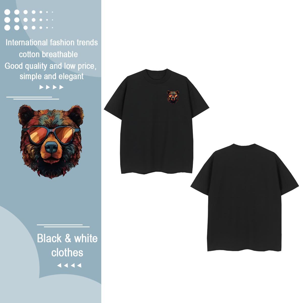 Custom Tshirt for Man Woman bear Hip Hop Street 100% Cotton 230g Tops Short Sleeve O-Neck Designer T-Shirts for Men Anime Print