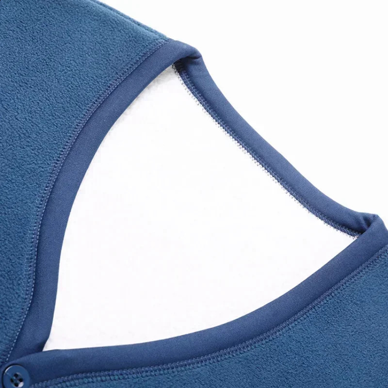 mens autumn and winter casual fashion solid color Vneck jacket largesized highend velvet 240819