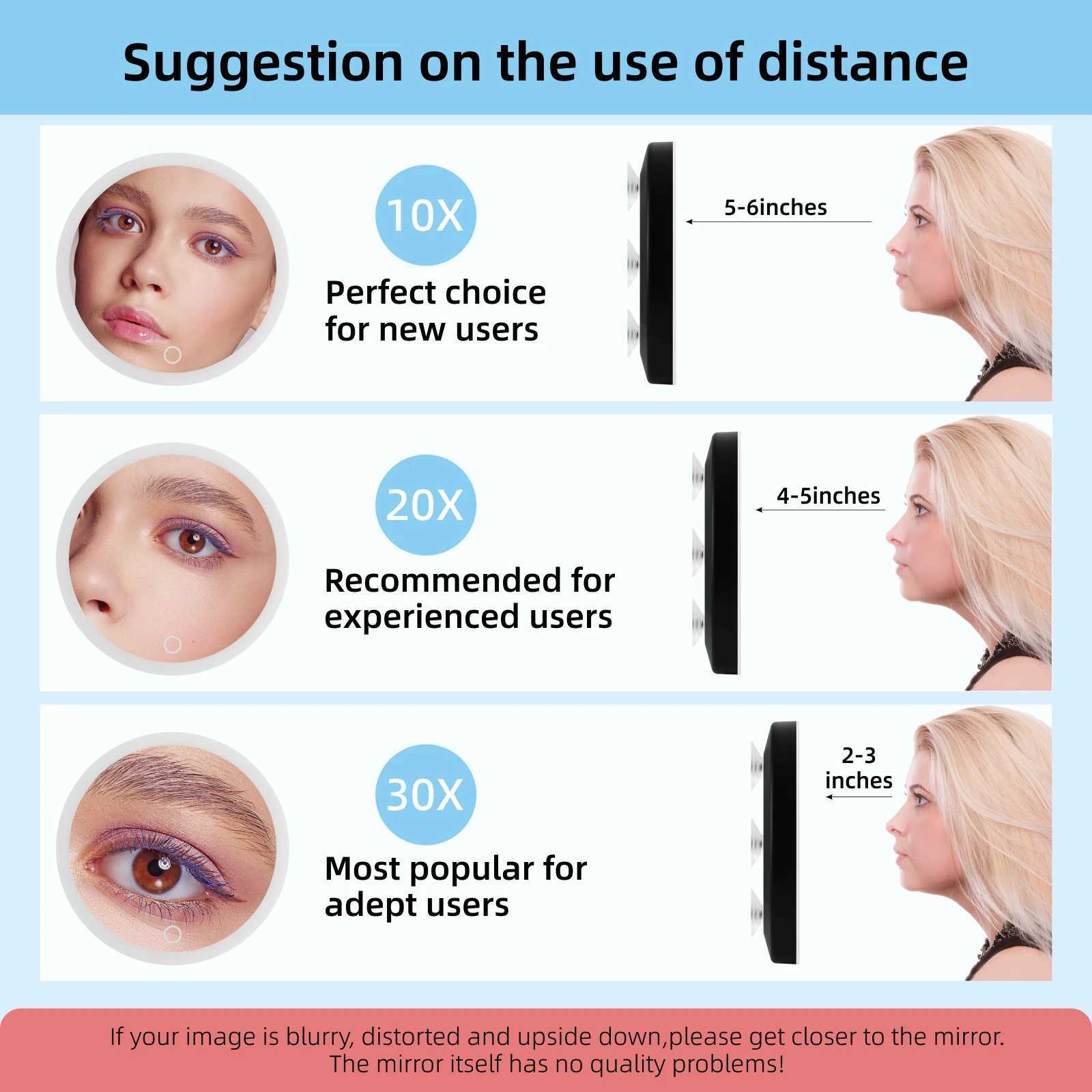 Compact Mirror with Natural LED Light Magnifying Mirror Rechargeable Lighted Travel Makeup Mirror 4 with 3 Suction Cups Y240819
