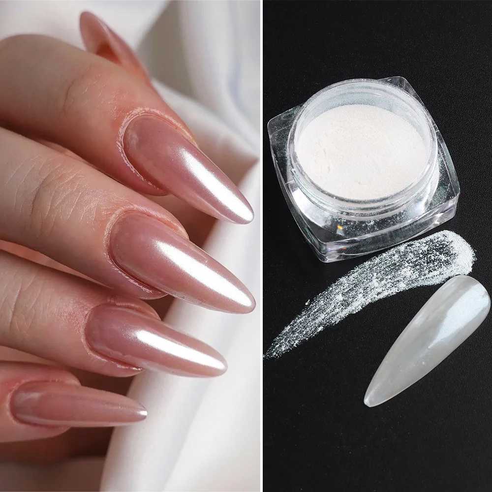 Cherry Pink Chrome Pearl Nail Powder Gradient Mirror Effect Nail Art Glitter Auroras Rubbing Dust Nail Art Manicure DecorXJ240815