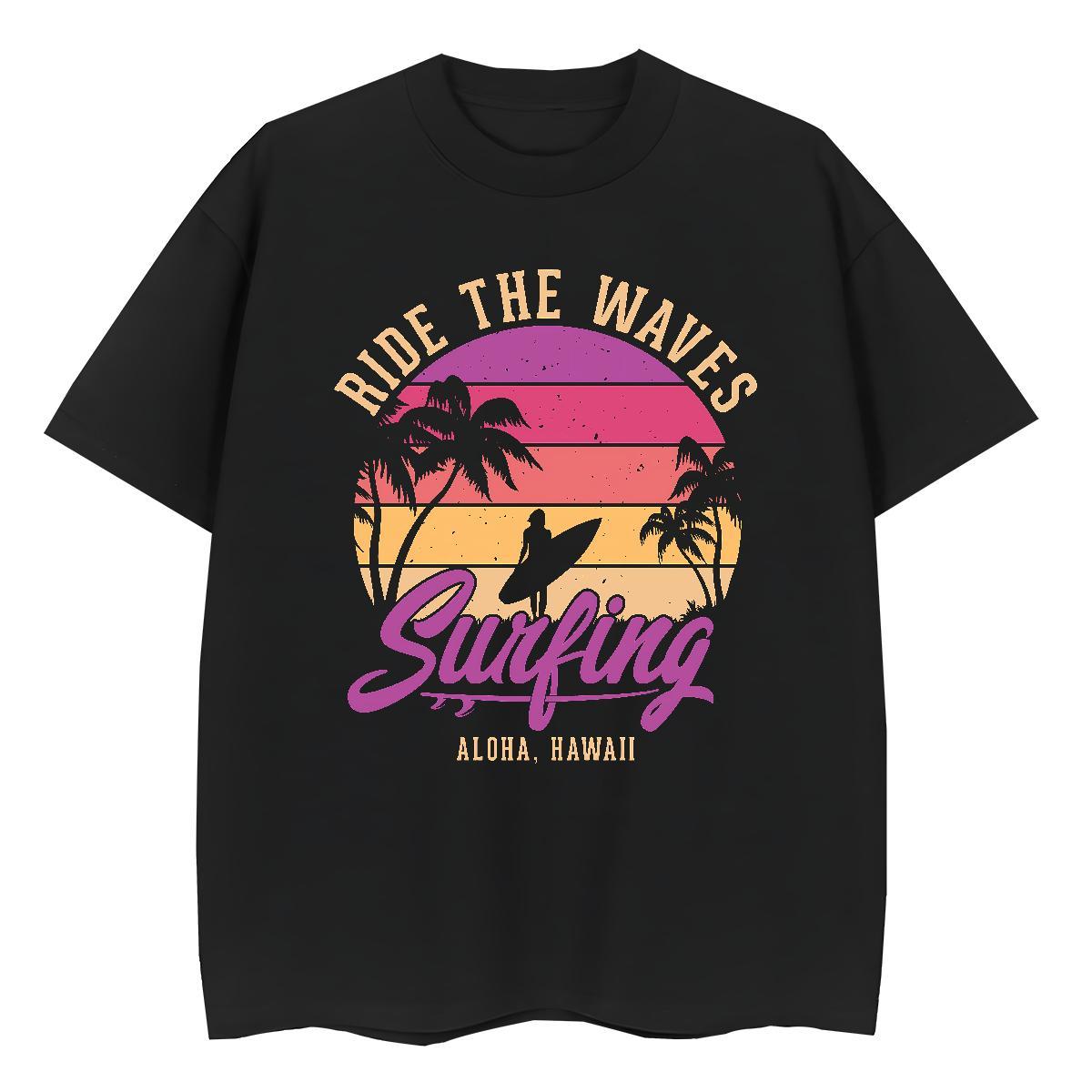 TOP Quality Women Tees Beach Round Neck Short Sleeve Clothes Soft 230g 100% Cotton tree Cartoon Printing L-4XL Woman T Shirts