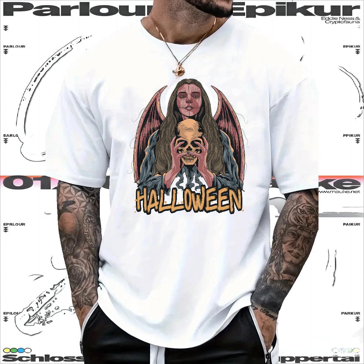 Brand T Shirt For Man skull Breathable Soft Hip Hop Street DIY Printed 230g Cotton Tshirts Fashion New Tops Tees