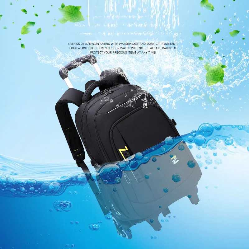 with 2/6 Wheels Junior High School Rolling Backpacks for Boys Wheeled Bag Trolley School Bags Travel Luggage Kids Bookbag mochil Y240820