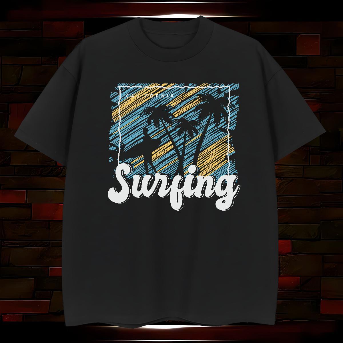 Loose tree T Shirt For Man Daily Outfit Men Tshirts 230g Cotton 2024 Breathable Crew Neck DIY Printed Wear