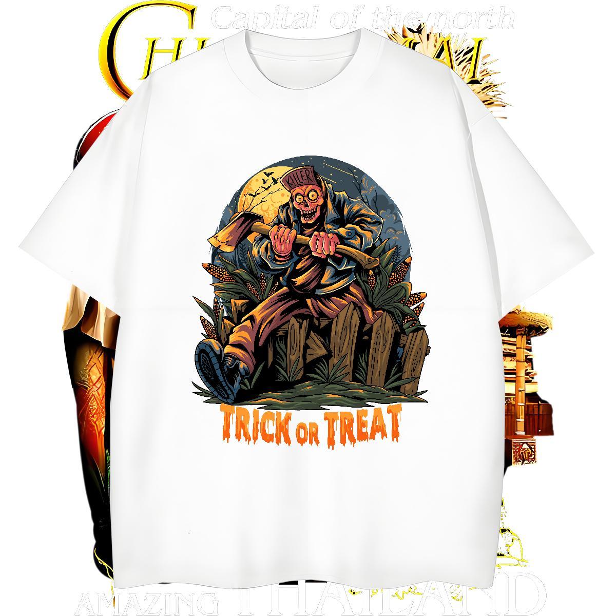 Popular Mens T Shirts halloween Breathable Crew Neck Anime Printing Street Asian Size 230g Cotton Tshirts New Tops Tees