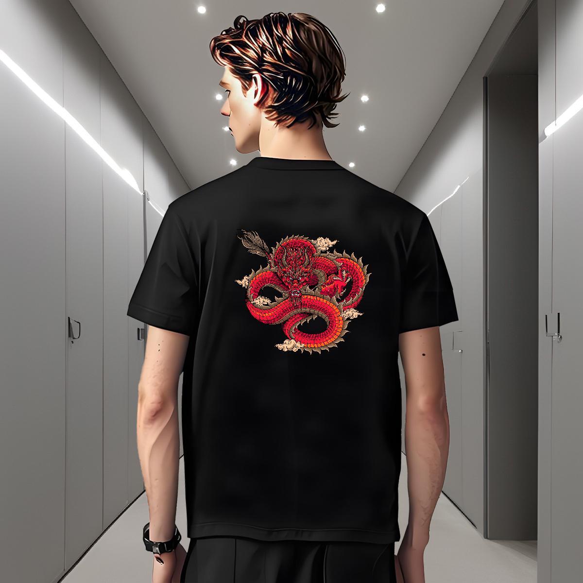 T Shirt For Man 230g Pure Cotton angry Street Casual Crew Neck Breathable Cartoon Printing L-4XL Tshirt for Man Woman Brand Cool Design Clothings