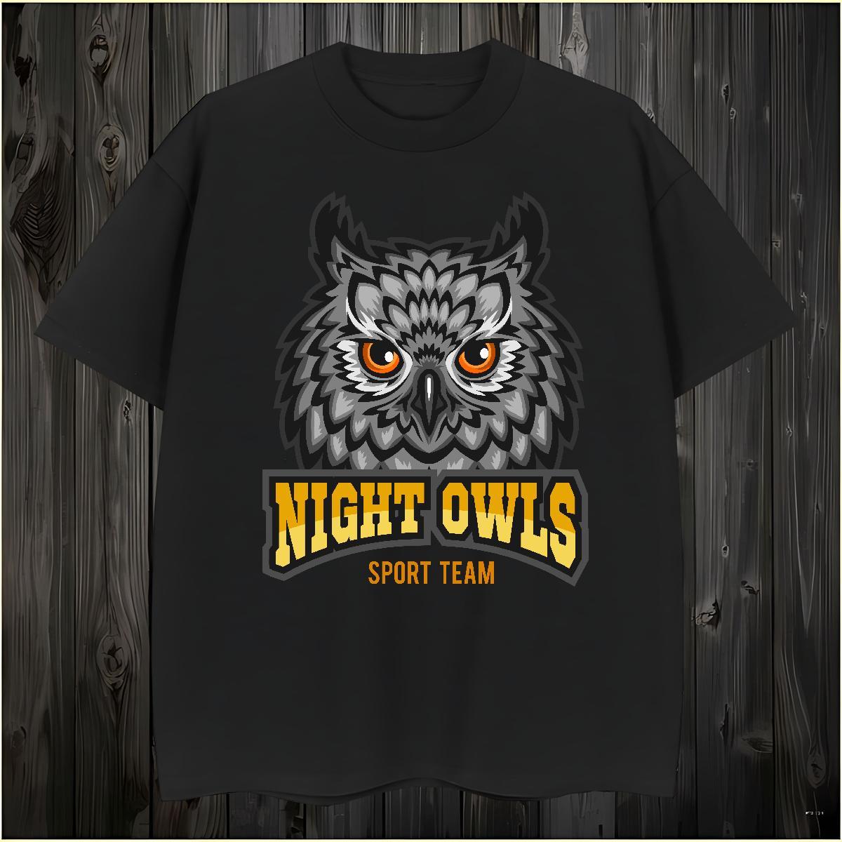 Soft Mens T Shirts owl Breathable Crew Neck Sports Casual Custom Cartoon 100% Cotton 230g Men Tops Tees Fashion Casual Clothes