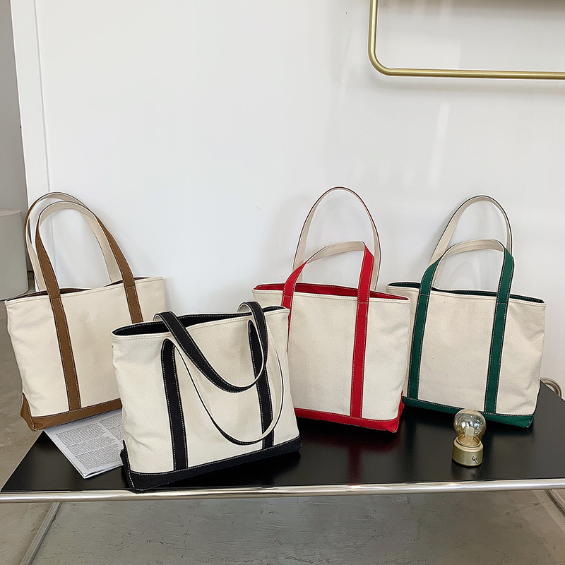Canvas women in 2024, new casual and versatile canvas for students, simple tote bag