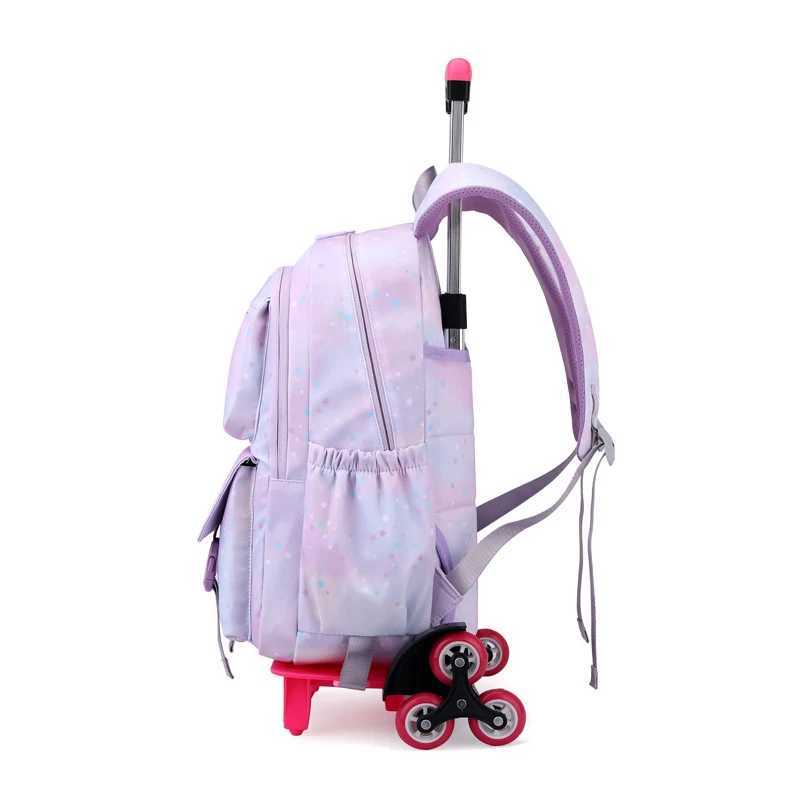 Girls Wheeled backpack Kids Trolley School Bag Children School Backpacks with Wheels School Bags For Students Rolling Backpack Y240820