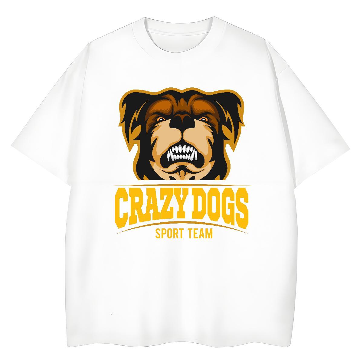 Soft T-Shirts crazy dog Short Sleeve Soft Street Skull 230g 100% Cotton Men Tshirts Custom Top Tees