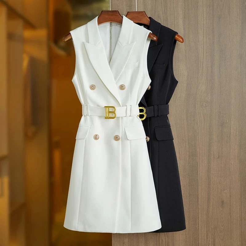 Wholesale 7-color optional sleeveless straight mini latest office womens summer vest dress 240819