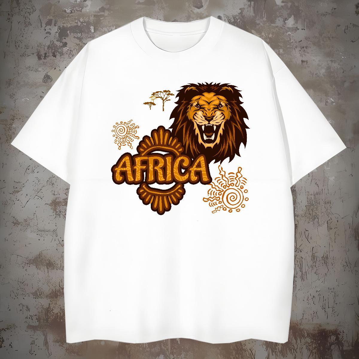 Designer T Shirts Men Africa lion Breathable Crew Neck Street wear Hip Hop Plus Size Custom 230g Pure Cotton Men Clothes T-Shirt Classic Wear