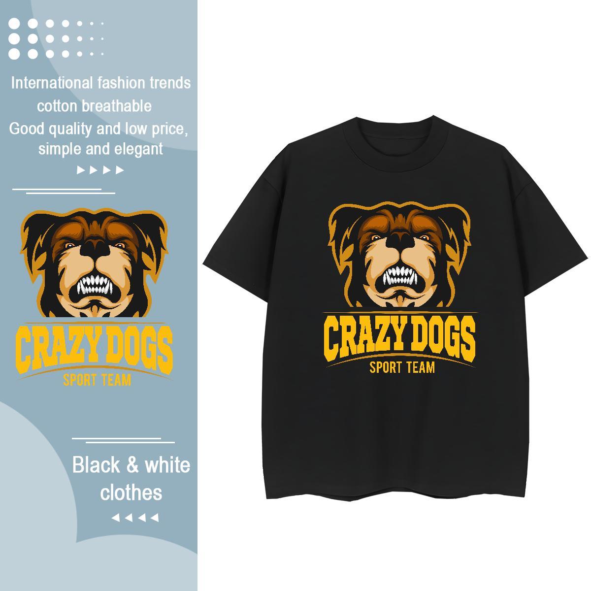Soft T-Shirts crazy dog Short Sleeve Soft Street Skull 230g 100% Cotton Men Tshirts Custom Top Tees