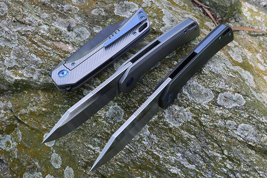 High End Flipper Folding Knife M390 Coating Blade CNC TC4 Titanium Alloy Handle Outdoor Ball Bearing EDC Pocket Folder Knives