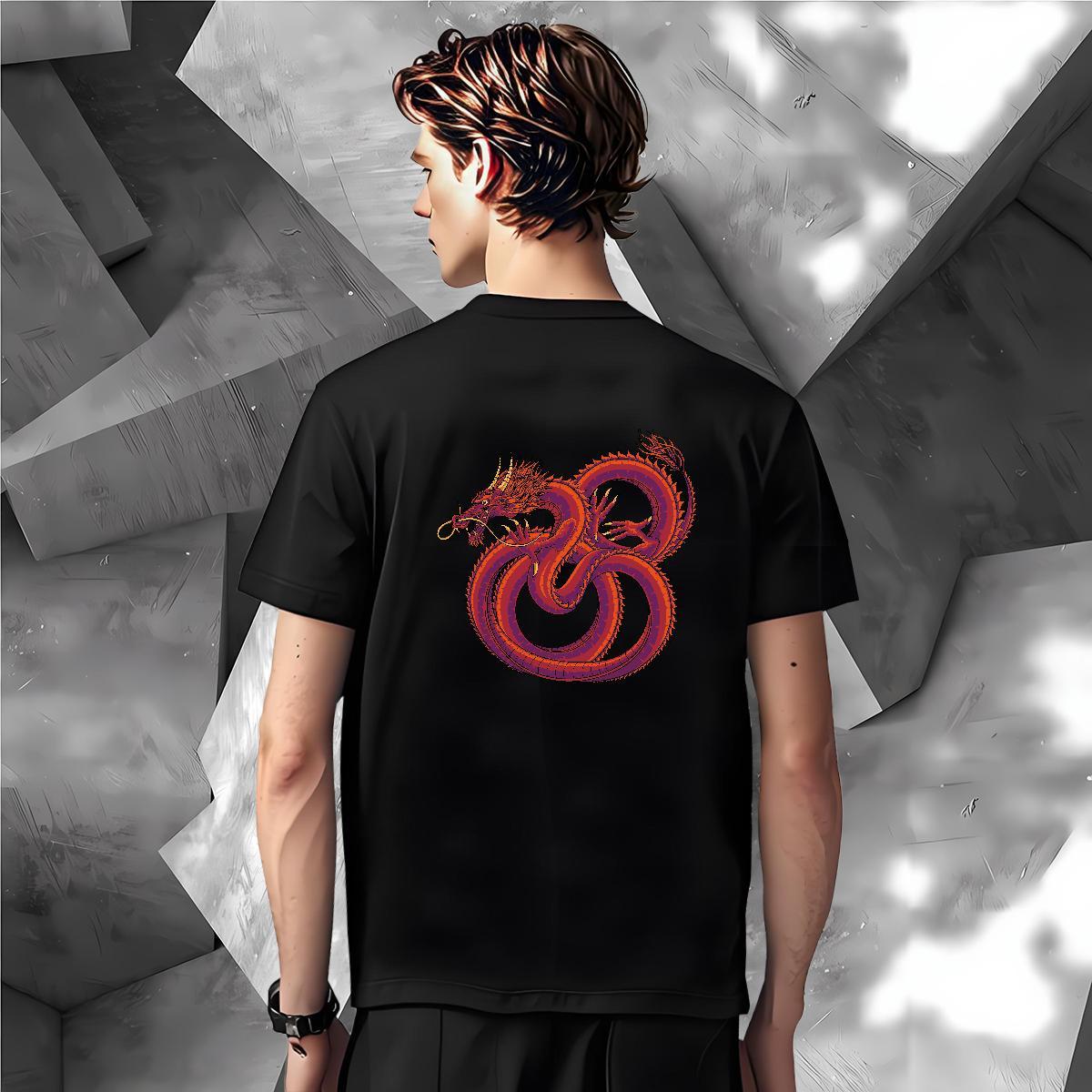 Men T Shirts 100% Cotton 230g dragon Daily Outfit Breathable Short Sleeve Graphic Men Tops Tees Factory Direct High Quality Tees Shirts