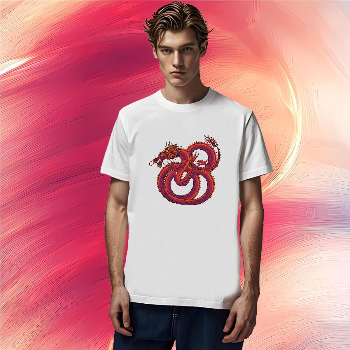 T Shirts Men 100% Cotton 230g dragon Casual Daily Wear Short Sleeve O-Neck Floral Print Couples T Shirts New Arrival TOP Quality Tee Shirt