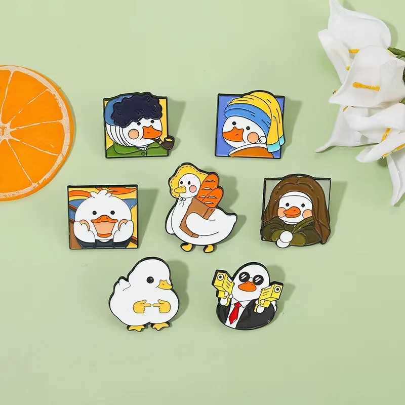 Wholesale Price Oil Painting Duck Enamel Pin Customization Fun Scream Picasso Duck Bag Badge Collar Jewelry Gift to Friends W240815