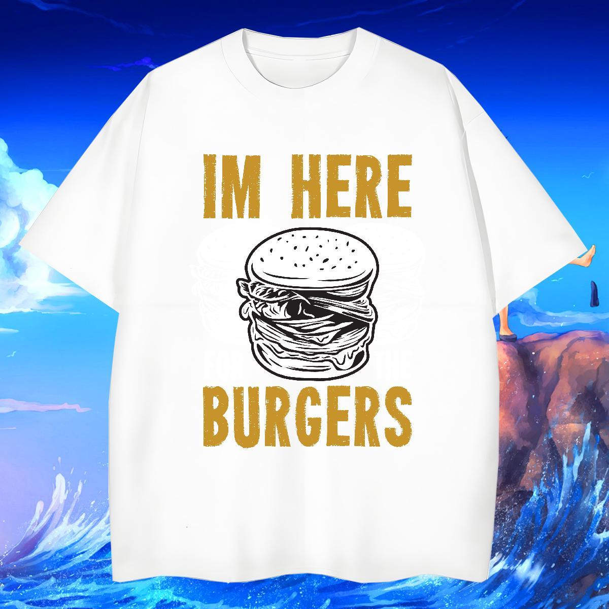 Unisex Tshirts Casual Daily Wear 230g Cotton Custom Print Plus Size Breathable hamburger T-Shirts for Men Fashion Design Clothings