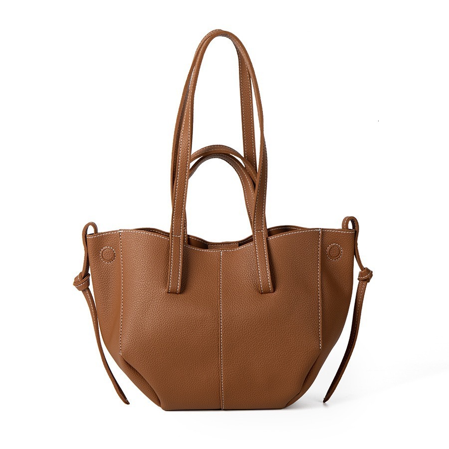 2024 New PU Soft Leather Pleated Large Capacity Commuter Tote Versatile Handbag Women's Luxury Single Shoulder Bag