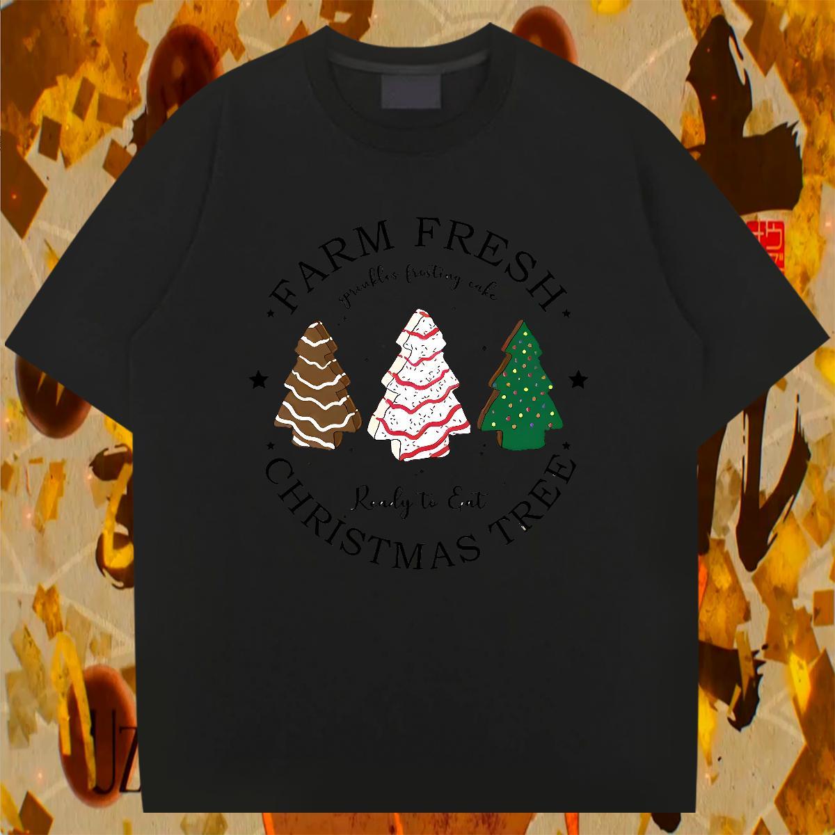 Cool Design T-Shirts christmas trees Breathable Sports Casual Custom Print Plus Size 230g Pure Cotton Couples T Shirts Classic Tees Shirts