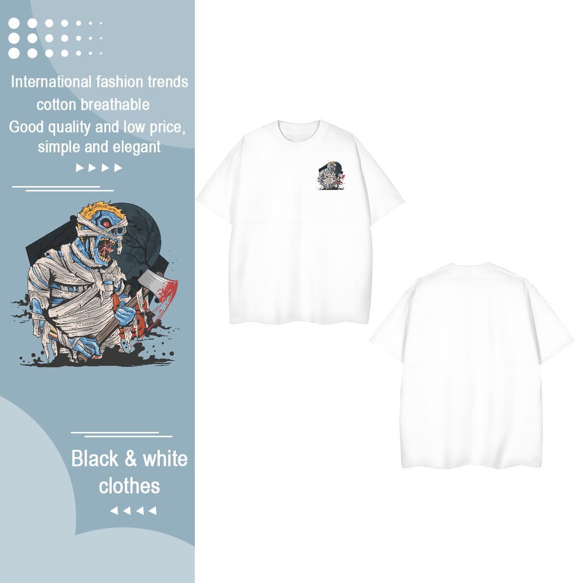 Designer Men Clothes T-Shirt monster High Street Hip Hop 230g Cotton Tee Shirt Round Neck Short Sleeve Cool Men T Shirts Custom Print Plus Size