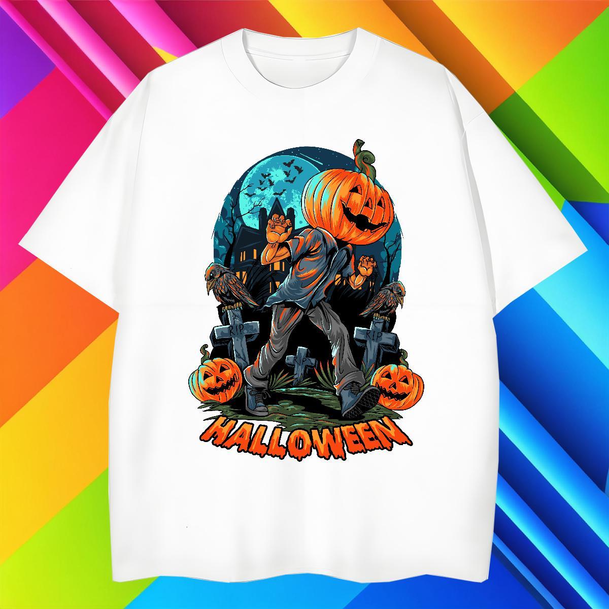 Popular T-Shirts for Men pumpkin Crew Neck Spring Summer Custom Print Plus Size 230g Cotton Mens Tshirts Brand Clothings