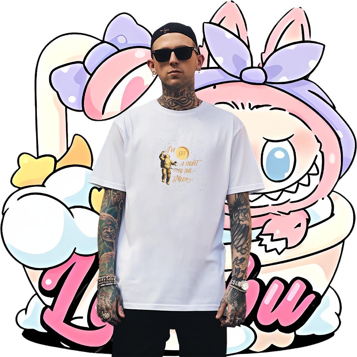 Comfortable Tshirts Outdoor 100% Cotton 230g Plus Size Custom Round Neck Short Sleeve spaceman Men T Shirts Fashion Designer Tee Shirt