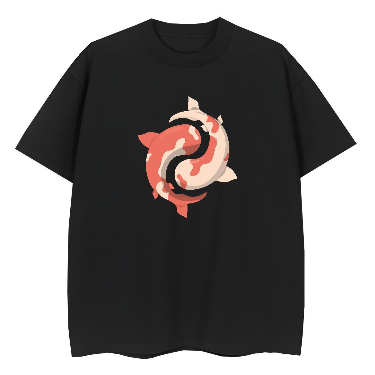 Fashion Designer Couples T Shirts fish Hip Hop 100% Cotton 230g Tops Tees Pure Cotton Wholesale T Shirts Men Black Oversized