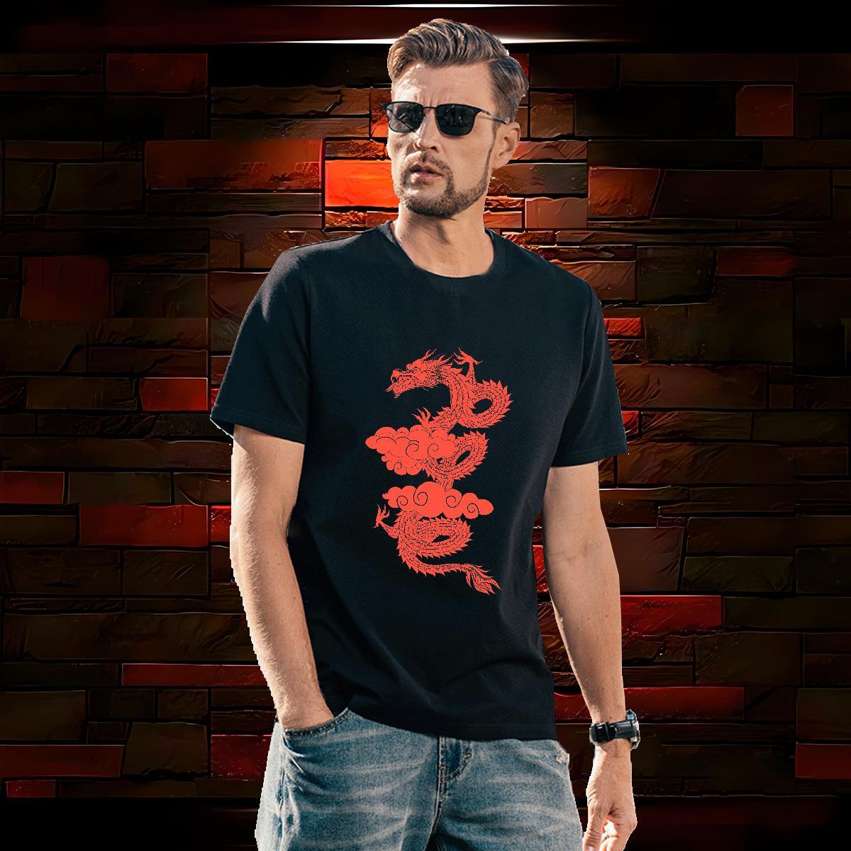Designer dragon Mens T Shirts Summer Casual Men Tshirts 230g 100% Cotton Fashion Casual Breathable Crew Neck Asian Size Clothes