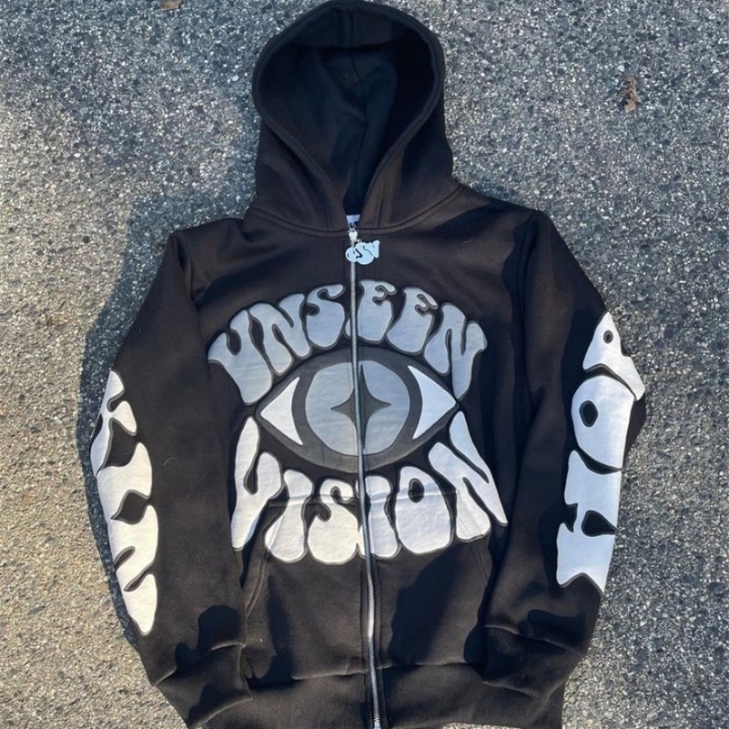 Y2k Zip Up Hoodie Harajuku Retro Style Streetwear Fashion Versatile Pattern Printing Men Women Clothes Casual Sweatshirt Coat 240819