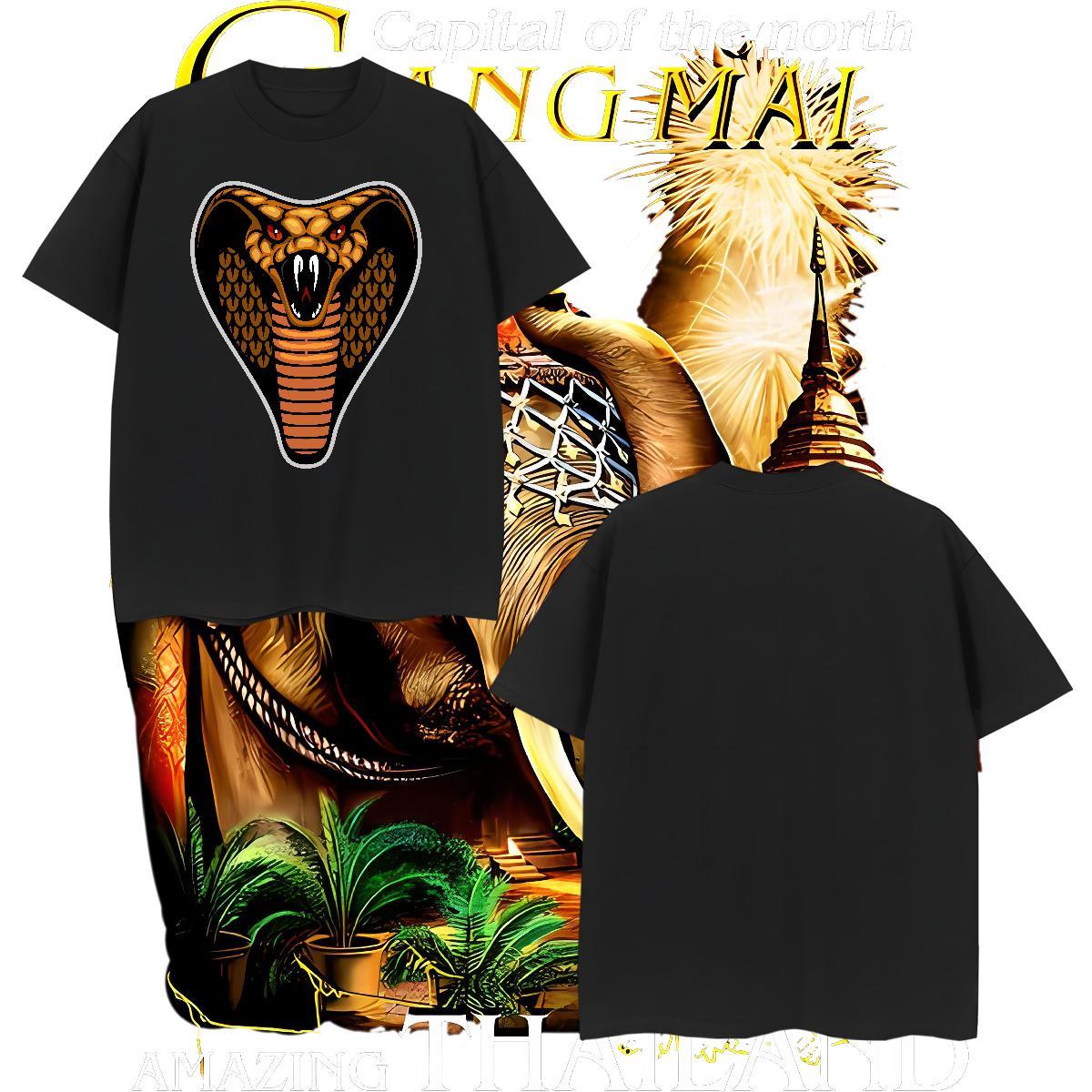 Unisex Man T Shirts cobra O Neck Short Sleeves Summer Casual Floral Print 100% Cotton 230g Men Clothes T-Shirt Wholesale Tees