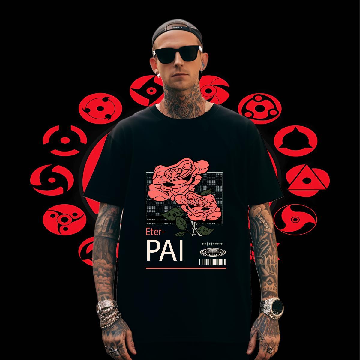 Designer Men Clothes T-Shirt Spring Summer 230g 100% Cotton Anime Print Crew Neck Breathable flower T shirt Brand Polos