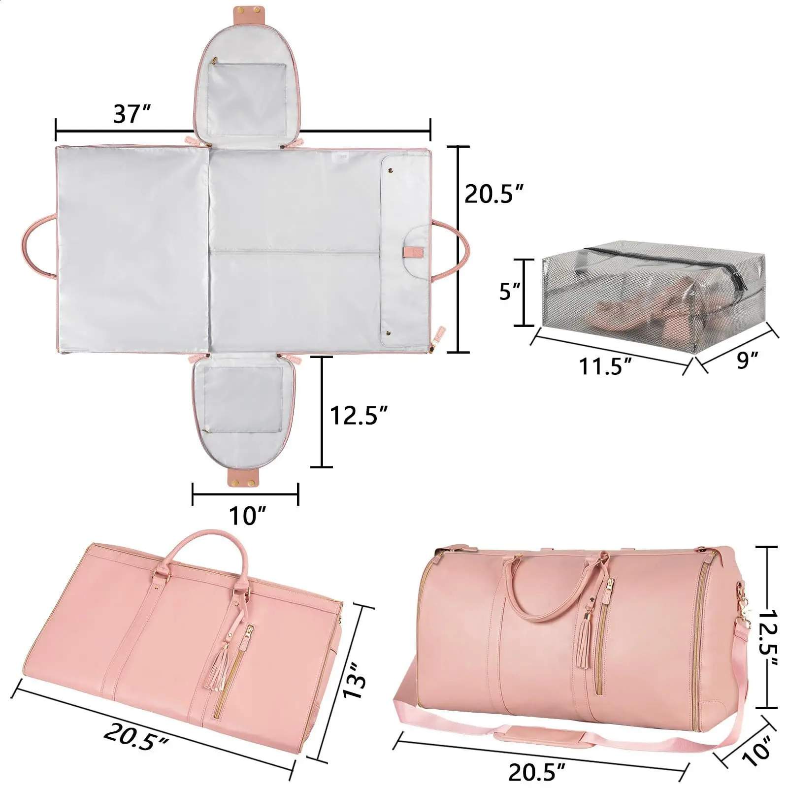 36-55L PU Folding Suit Bag Large Capacity Handheld Luggage Bag for Man Women Multifunctional Portable Handbags 240819