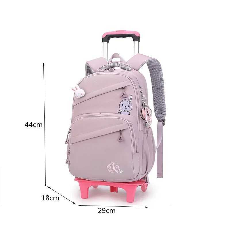 School Wheeled Backpack for Girls School Bag with Wheels Trolley Bag Rolling Student Backpack Travel Bags Kids School Bag Y240820