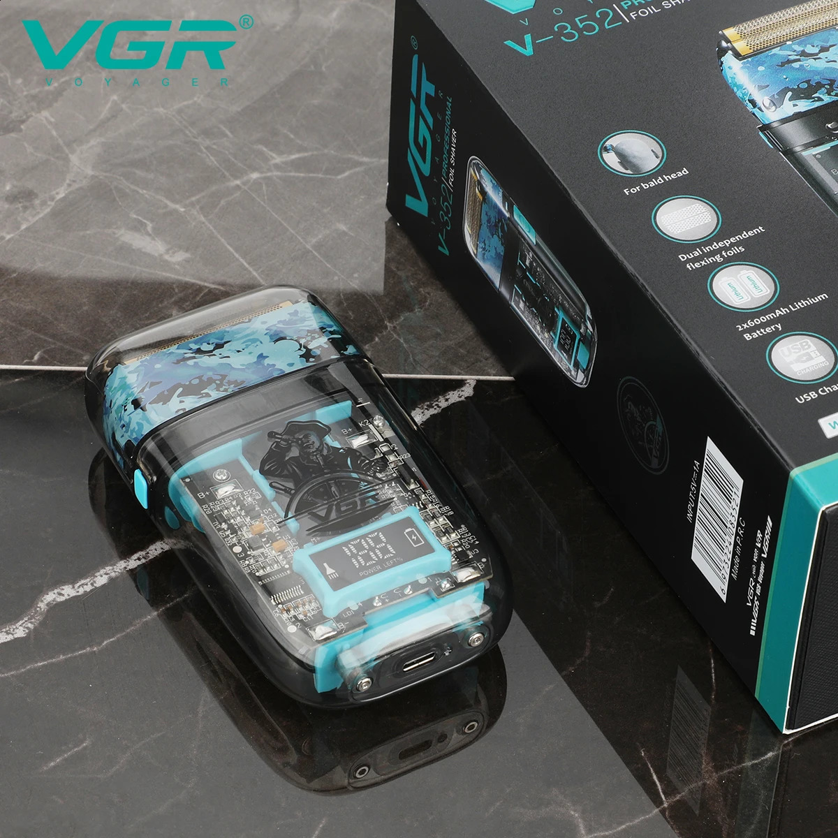 VGR Electric Shaver Hair Trimmer Machine Foil Beard Trimmer Professional Bald Razor Waterproof Rechargeable Shaver for Men V-352 241119