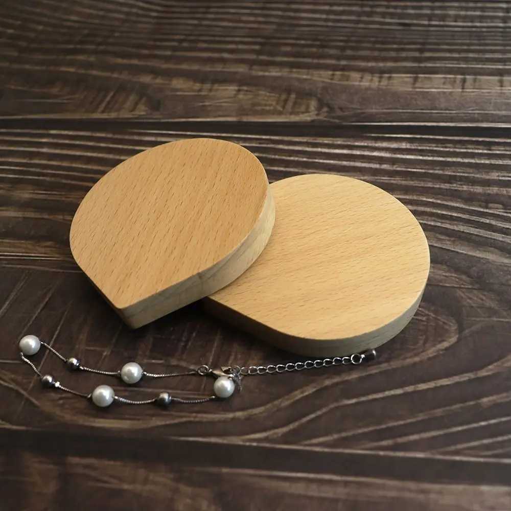 Rotatable Black Walnut Wood Makeup Mirror Round Foldable Rotating Cosmetic Mirror Handheld Mini Compact Pocket Mirror Beauty Y240819