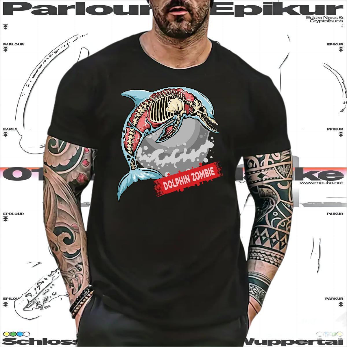 Brand T shirt dolphin Breathable Crew Neck Casual Beach Oversized 4XL 230g Pure Cotton Men Tshirts New Arrival Clothings