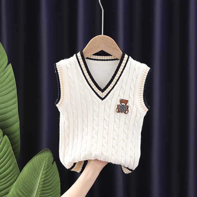 Baby Boys Girls Knit Vest Pattern Kids Waistcoats Sleeveless Sweater for Girls Autumn V-neck Children Knitwear Sweater VestXJ240819