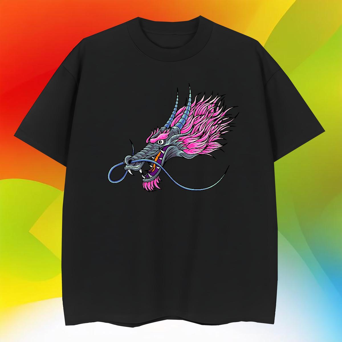 Wholesale dragon head Men T Shirts Casual Daily Wear Men Tops Tees 230g Pure Cotton 2024 DIY Breathable Short Sleeve Asian Size Top Tees
