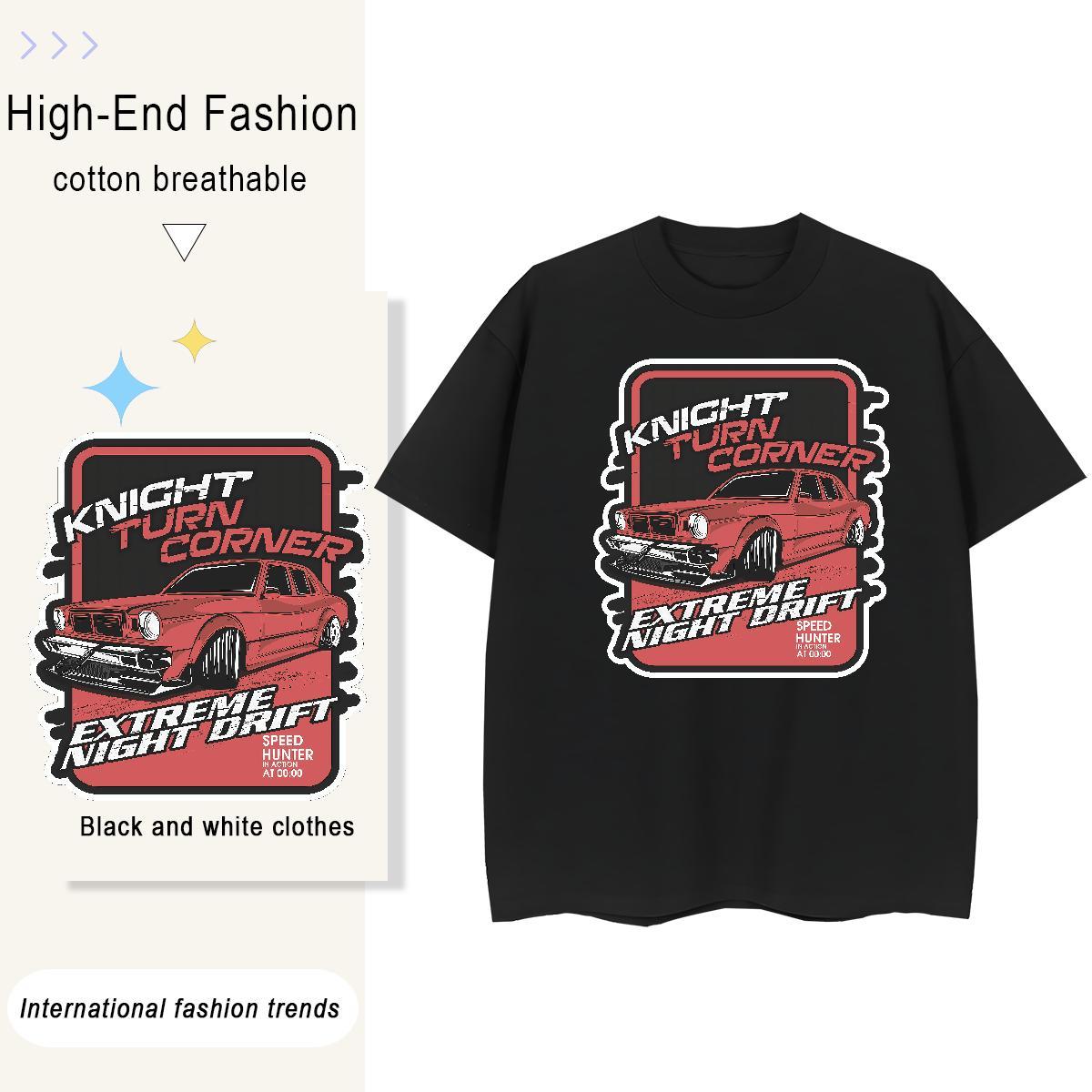 Loose Fit car 230g 100% Cotton Men Tshirts Casual Beach Breathable Short Sleeve Man T Shirts Brand Anime Top Tees