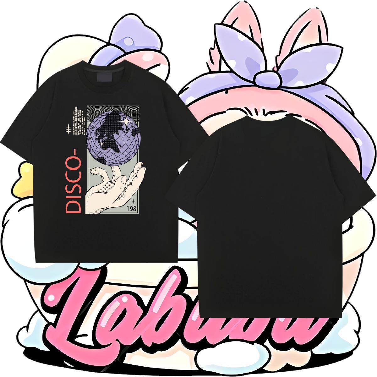Loose Fit disco 230g Cotton Men Tshirts Street Wear Breathable Crew Neck Man T Shirts 2024 Designer DIY Tees