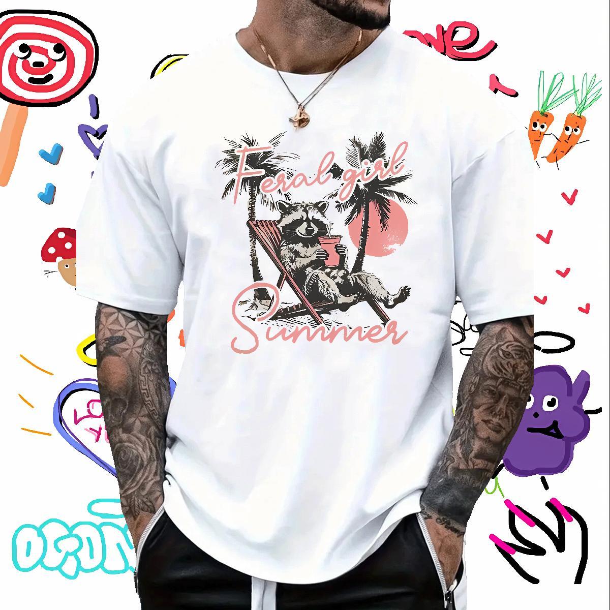 Customized Men Tees palm Street 230g Cotton Clothings Crew Neck Breathable Soft T Shirts Men Graphic